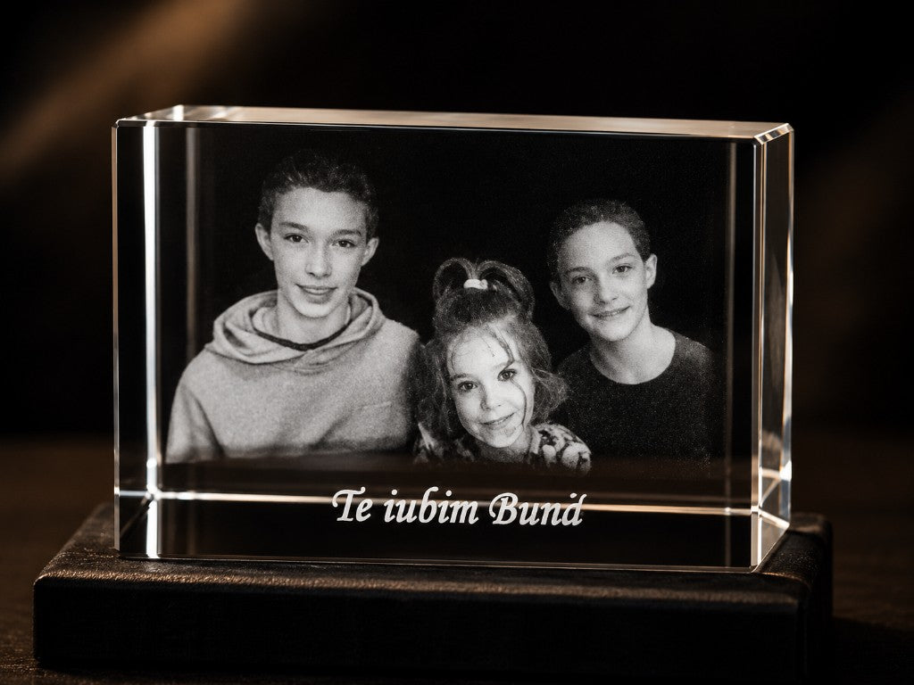 Bloc de cristal cu fotografie gravată